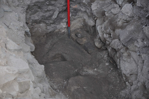 Urmă de crampon în formă de coadă de rândunică în nordul secțiunii deschise în septembrie-octombrie 2020 (vedere dinspre SV