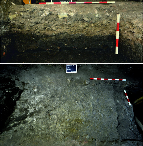 Fig. 3. Drum de pietriș (Cx 21/63) surprins în S3 – suprafață și profil.