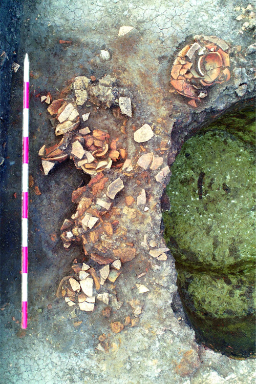 Fig. 5 Cucuteni-Cetățuie, detaliu al complexului de vase de pe latura de sud-vest a locuinței