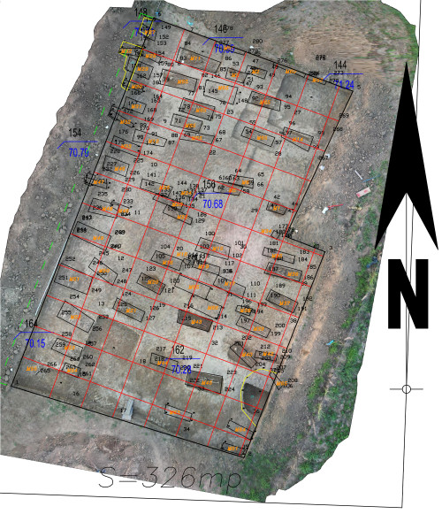 Pl. II. Plan topografic al descoperirilor arheologice.
