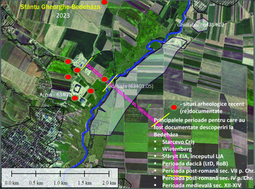 Fig. 1. Situația arheologică de la Bedeháza, municipiul Sfântu Gheorghe și com. Ghidfalău, jud. Covasna.