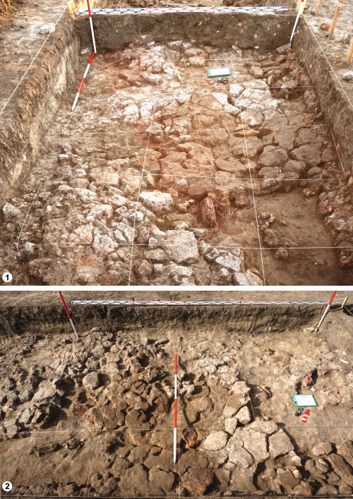 Fig. 4. Ripiceni-Holm - 1-2. S/L. 6, m. 15-20 – nivelurile al doilea și al treilea de lipituri (tavan și pereți), vederi dinspre NNV și SSE (foto M. S. Ciupu).