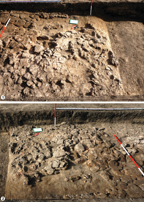 Fig. 5. Ripiceni-Holm. 1-2. S/L. 6, m. 20-21,5 – nivelul al doilea de lipituri, vederi dinspre NNV și SSE (foto M. S. Ciupu).