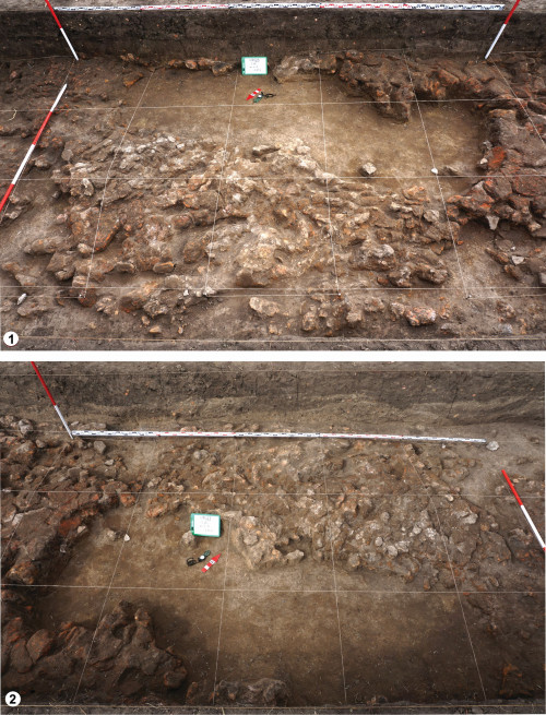 Fig. 6. Ripiceni-Holm. 1-2. S/L. 7, m. 23,5-28,5 – nivelul al doilea de lipituri, vederi dinspre NNV și SSE (foto M. S. Ciupu).