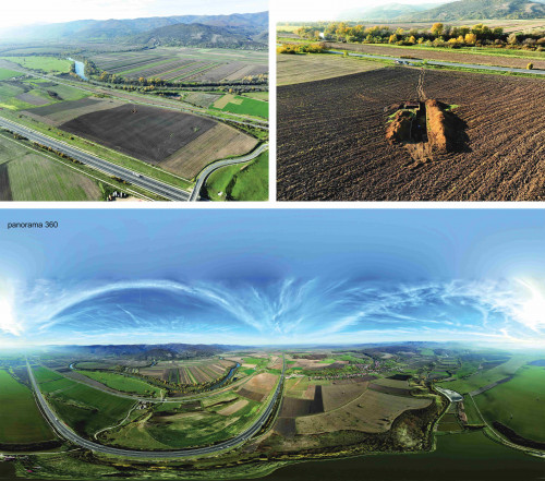 Fig. 1. Tărtăria – Podu Tărtăriei vest (2022 & 2023). Documentarea peisajului cultural al văii Mureșului în zona sitului prin panorame aeriene și fotografii nadirale și oblice.