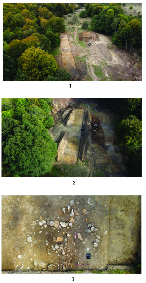 Fig. 2. 1–2, Fotografii cu evoluția săpăturii; 3 – Cx.4.