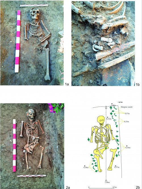Fig. 2. Morminte din Evul Mediu timpuriu descoperite pe str. Sucidava.