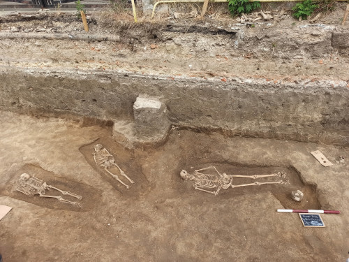 Fig. 8.2. Suprafața S.2: 1-3, aspecte de șantier cu morminte.