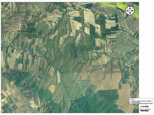 Fig. 1. Situri arheologice identificate pe teritoriul comunei Văcăreni (arhiva ICEM).